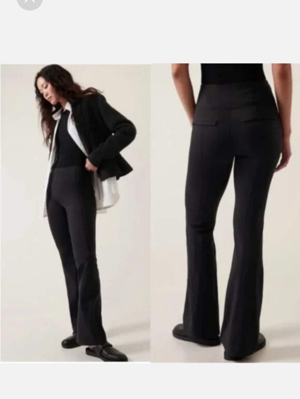 Athleta Black Delancey Flare Pants Size Small Zip Pockets